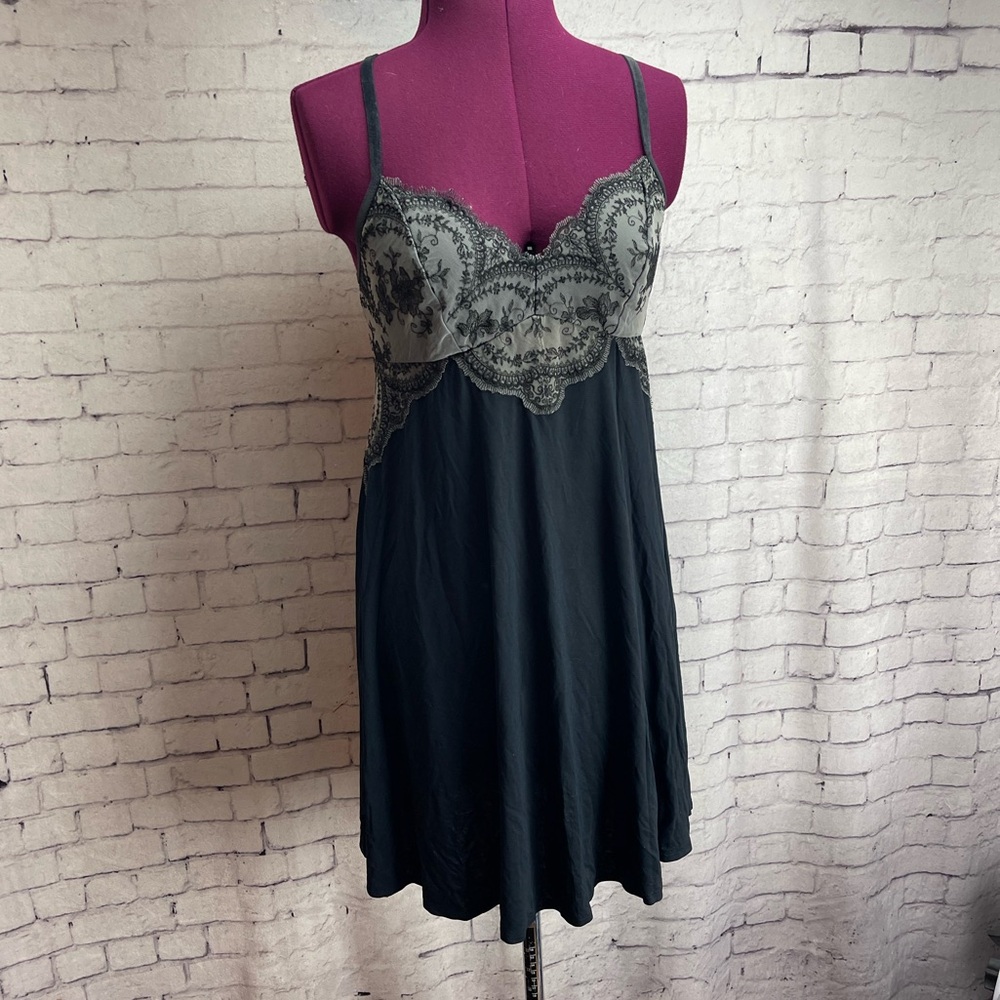 Soma short black nightgown with lace size small